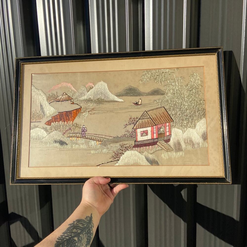 Vintage Asian Silk Picture Wall Decor